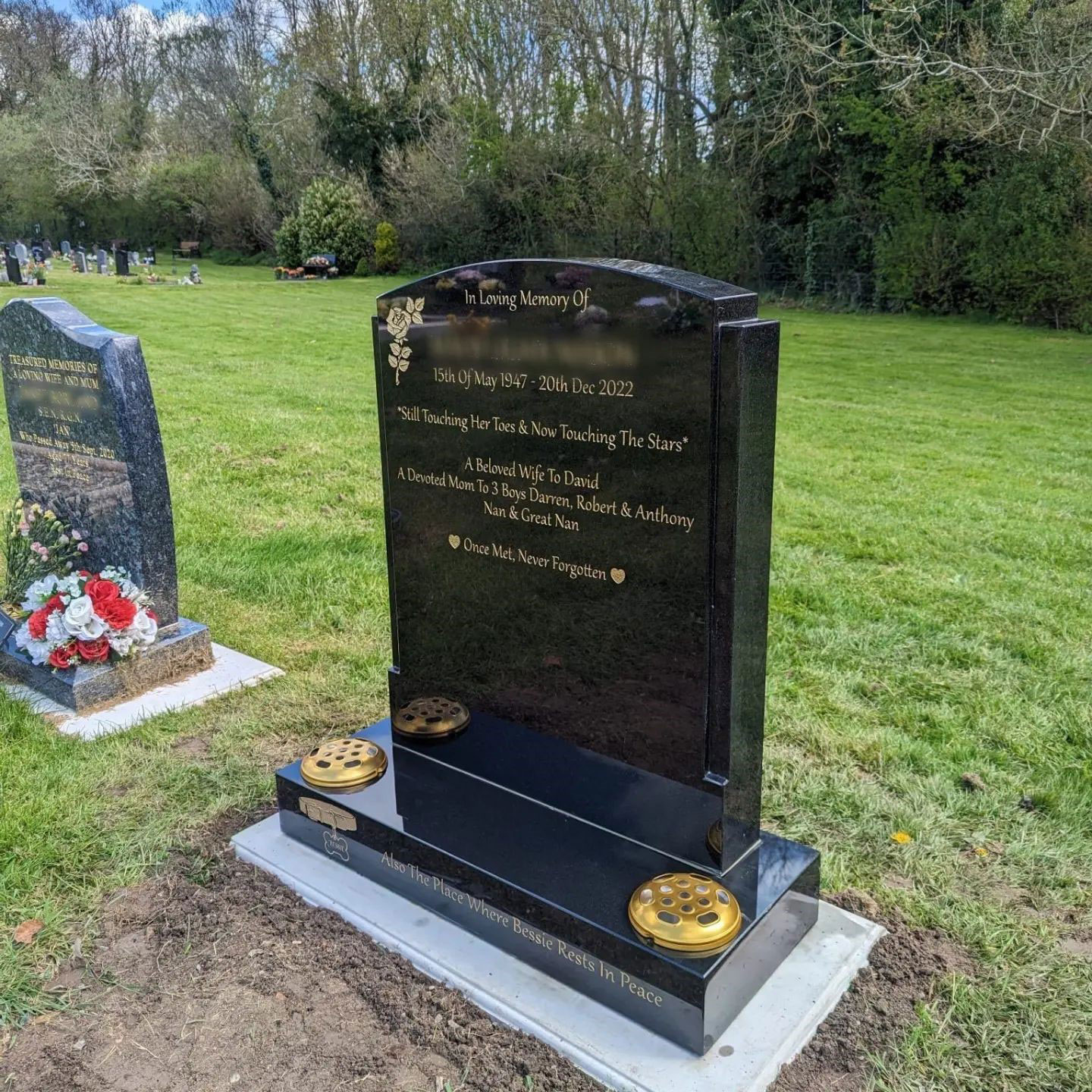 Image of different stone samples or finished memorials.